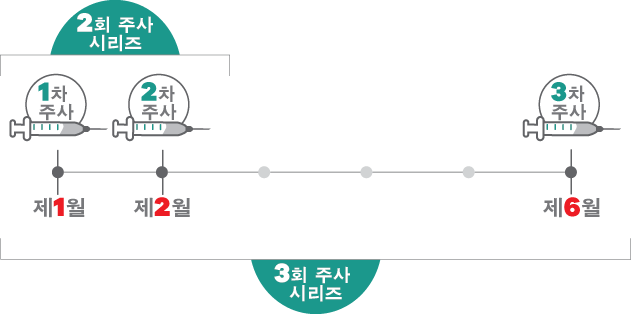 백신 주사 2회 또는 3회 시리즈