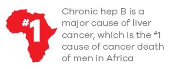 Chronic hep B is a major cause of liver cancer, which is the #1 cause of death of men in Africa
